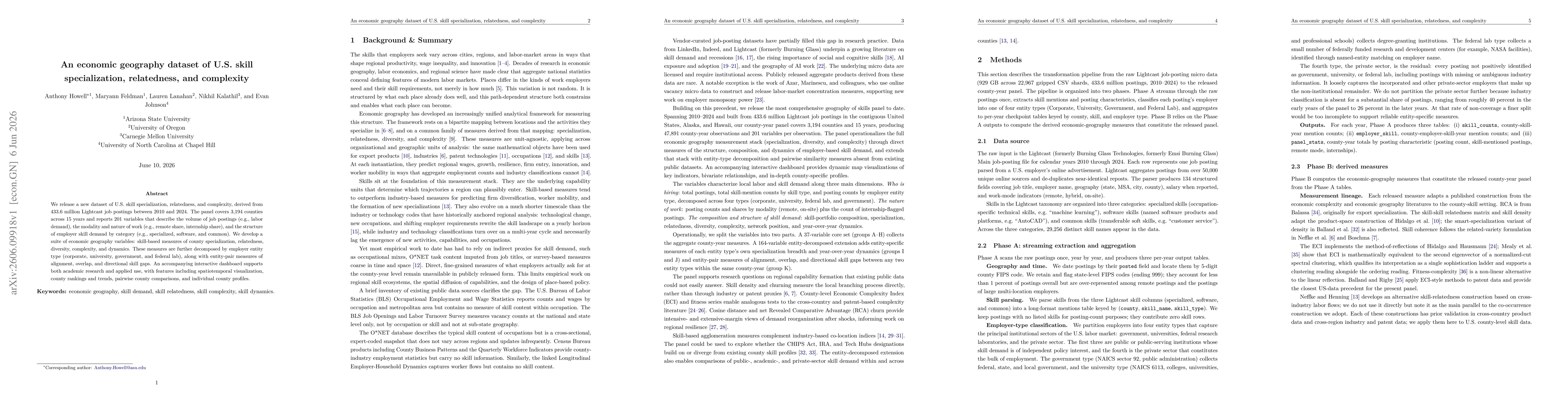 Thumbnail for An economic geography dataset of U.S. skill specialization, relatedness, and complexity
