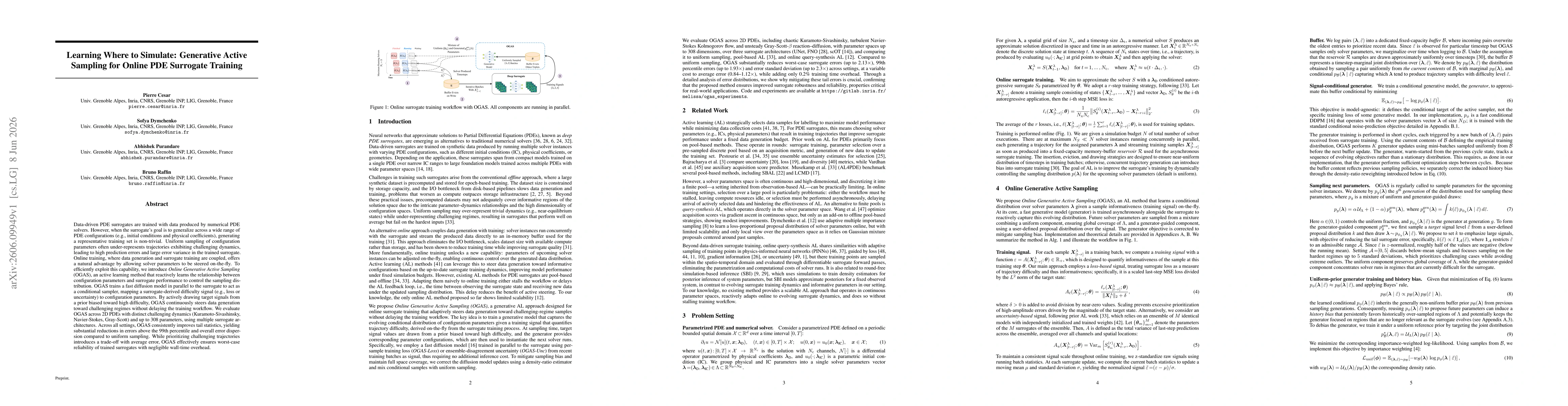Thumbnail for Learning Where to Simulate: Generative Active Sampling for Online PDE Surrogate Training
