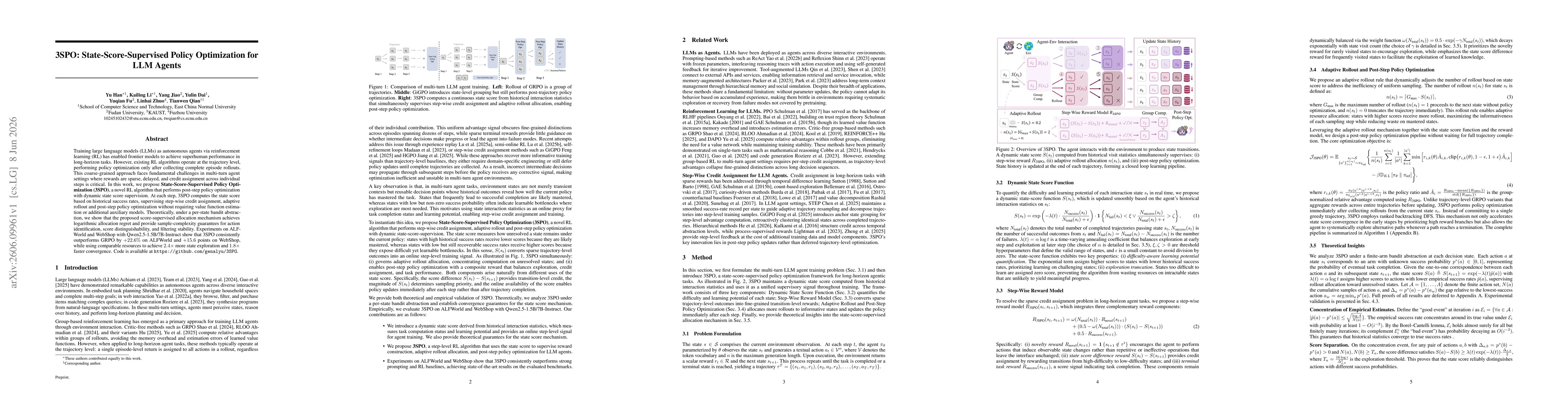 Thumbnail for 3SPO: State-Score-Supervised Policy Optimization for LLM Agents