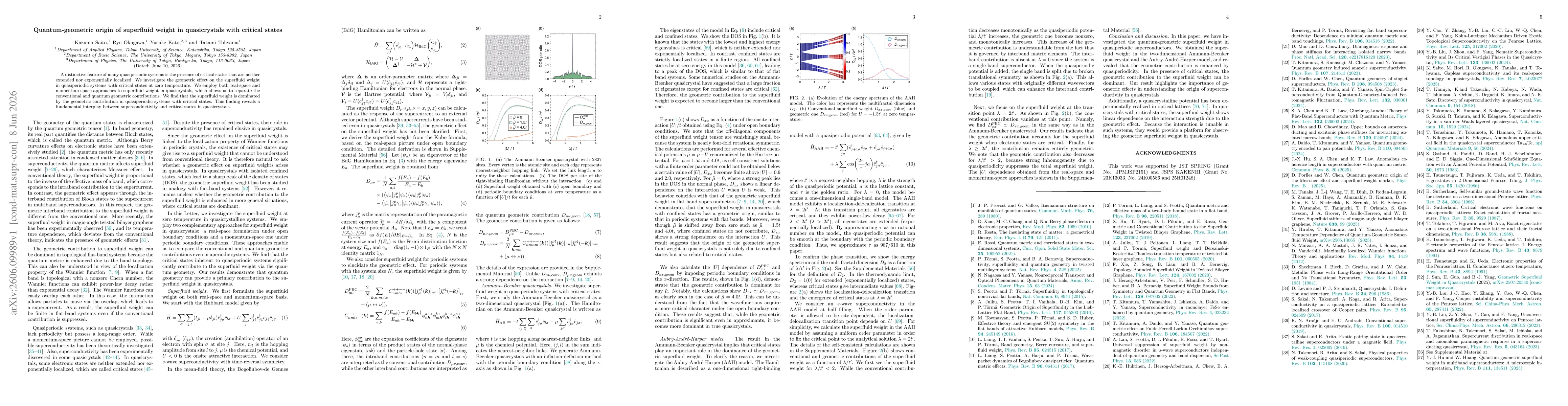 Thumbnail for Quantum-geometric origin of superfluid weight in quasicrystals with critical states