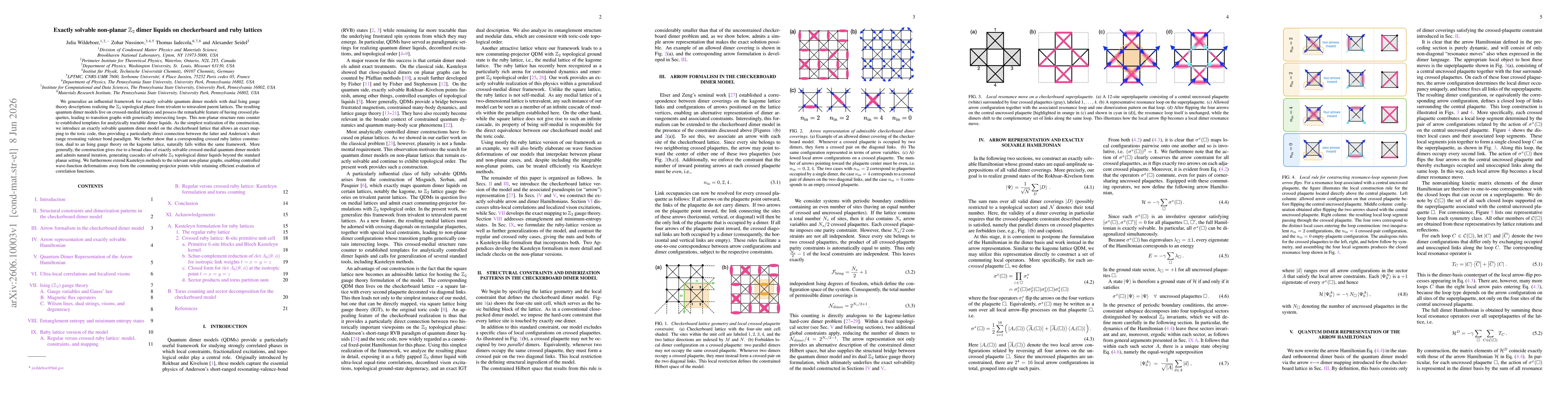 Thumbnail for Exactly solvable non-planar $\mathbb{Z}_{2}$ dimer liquids on checkerboard and ruby lattices