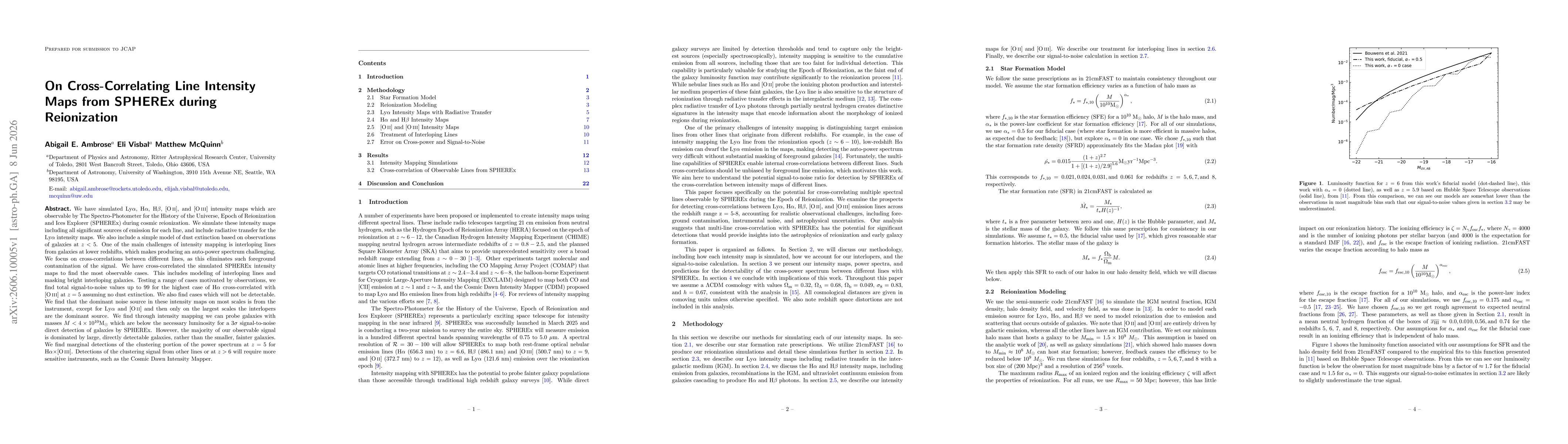 Thumbnail for On Cross-Correlating Line Intensity Maps from SPHEREx during Reionization