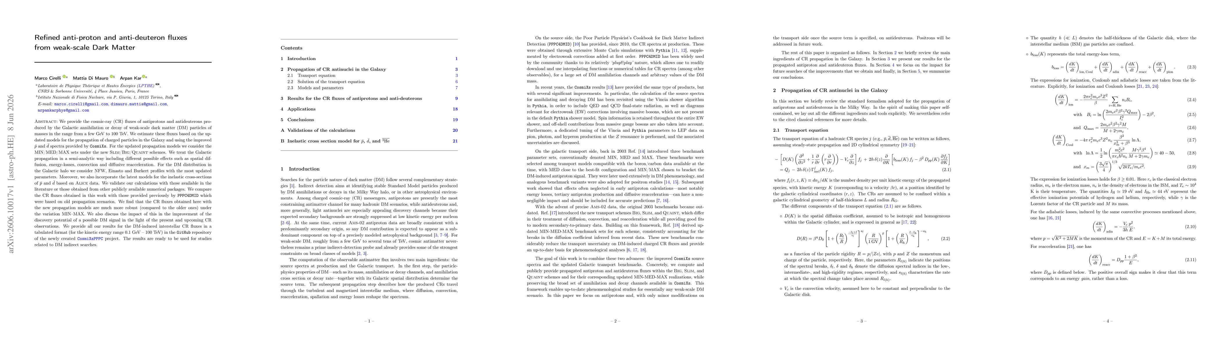 Thumbnail for Refined anti-proton and anti-deuteron fluxes from weak-scale Dark Matter