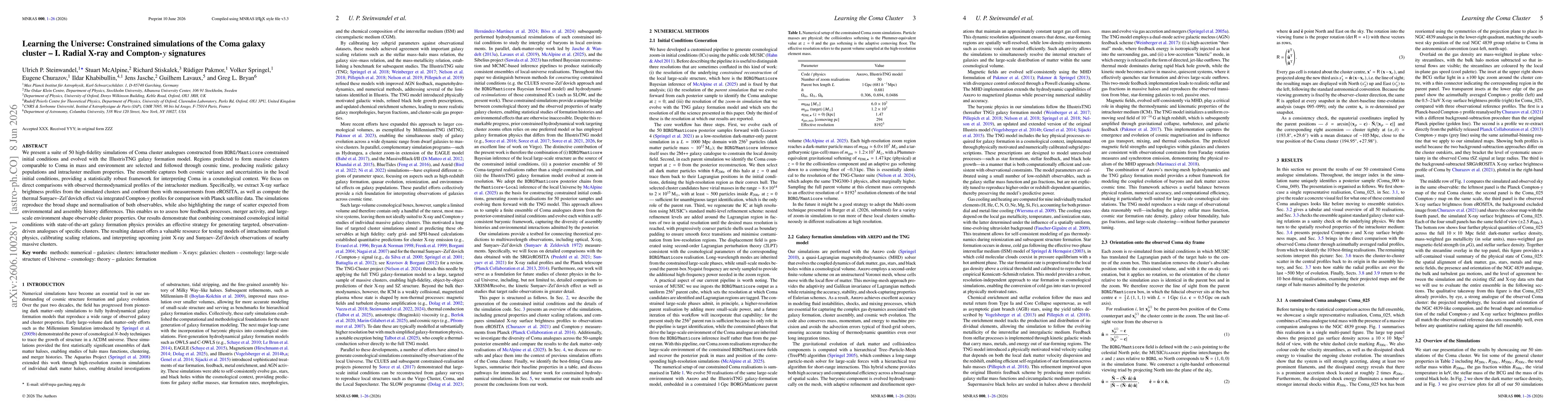 Thumbnail for Learning the Universe: Constrained simulations of the Coma galaxy cluster -- I. Radial X-ray and Compton-y signatures