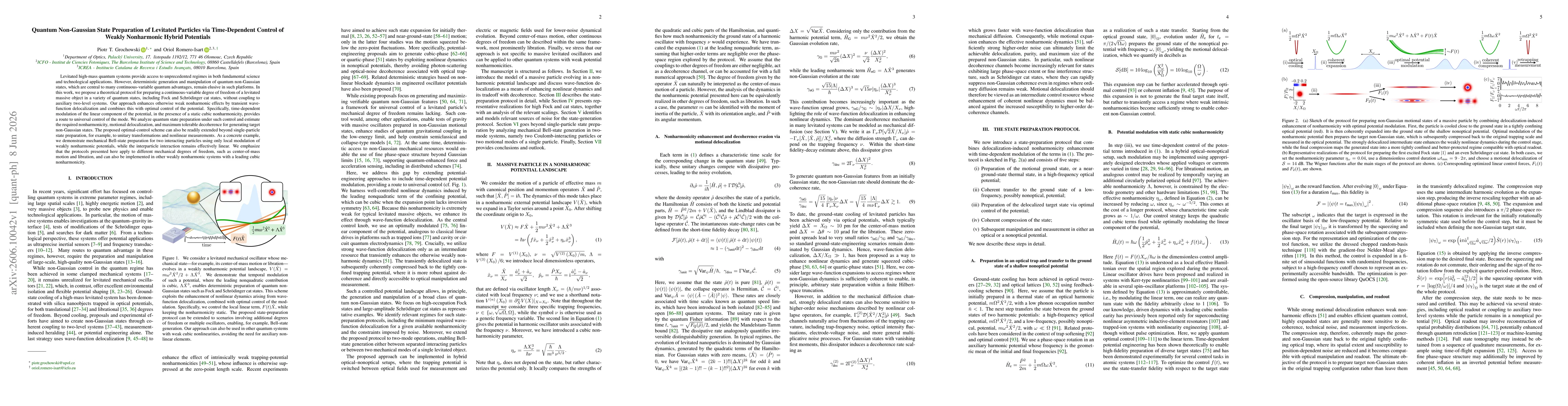 Thumbnail for Quantum Non-Gaussian State Preparation of Levitated Particles via Time-Dependent Control of Weakly Nonharmonic Hybrid Potentials
