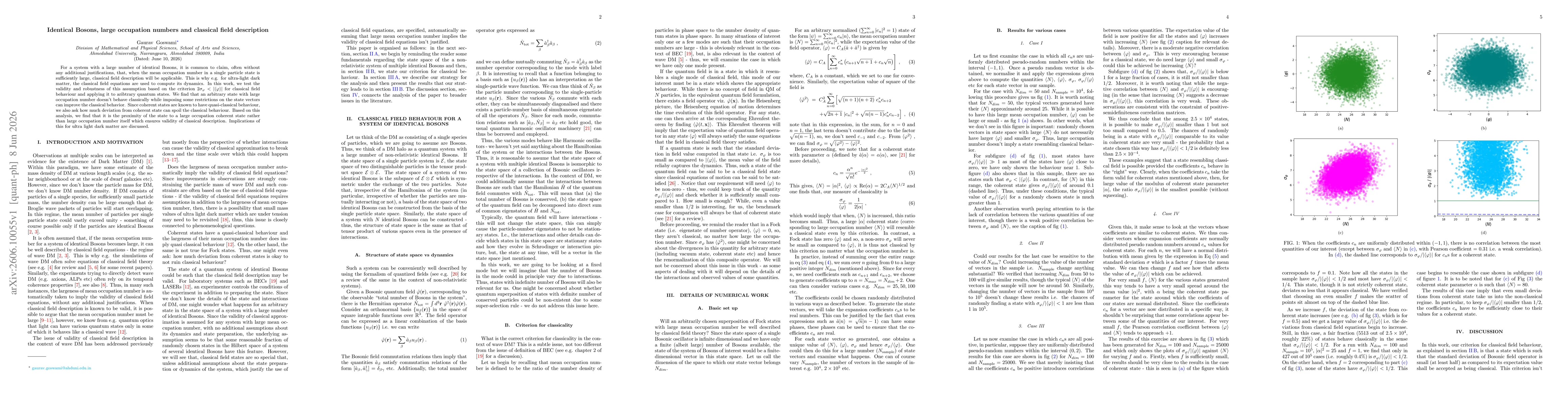 Thumbnail for Identical Bosons, large occupation numbers and classical field description