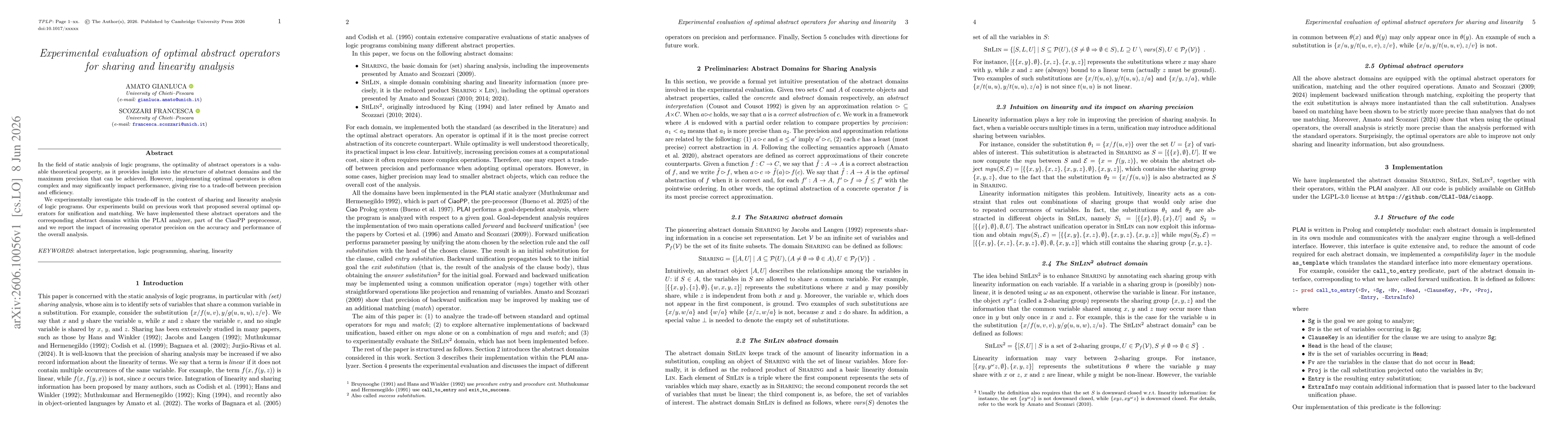 Thumbnail for Experimental evaluation of optimal abstract operators for sharing and linearity analysis