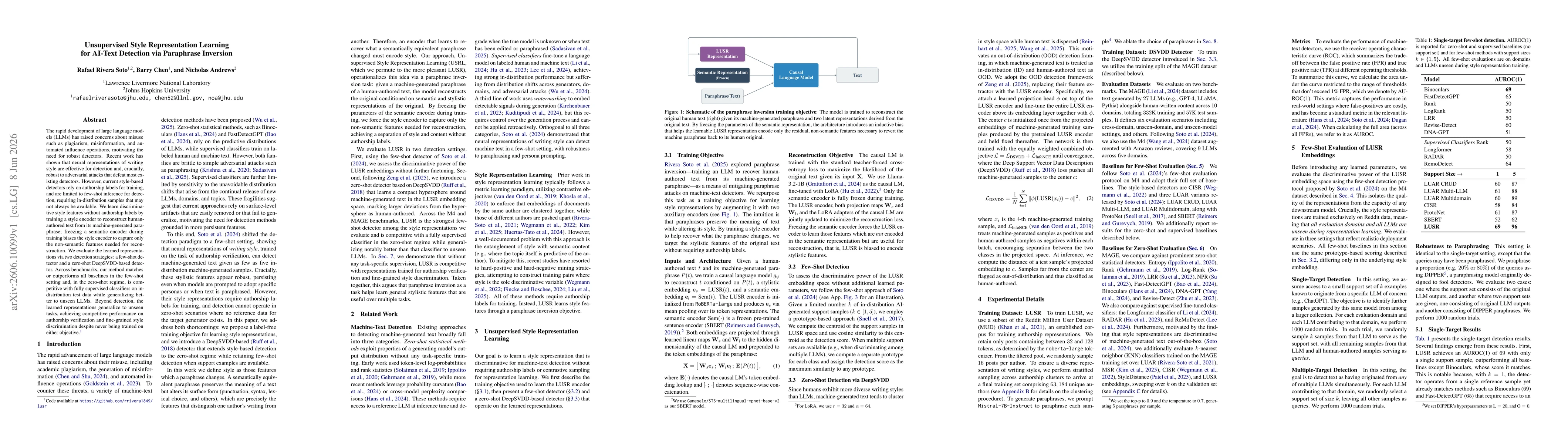 Thumbnail for Unsupervised Style Representation Learning for AI-Text Detection via Paraphrase Inversion