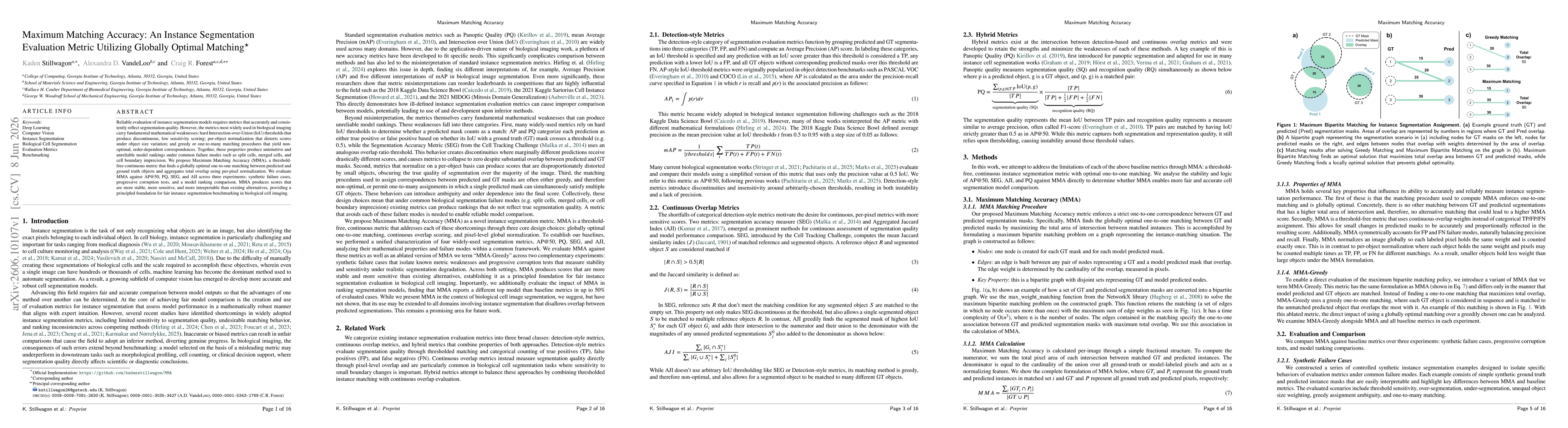 Thumbnail for Maximum Matching Accuracy: An Instance Segmentation Evaluation Metric Utilizing Globally Optimal Matching