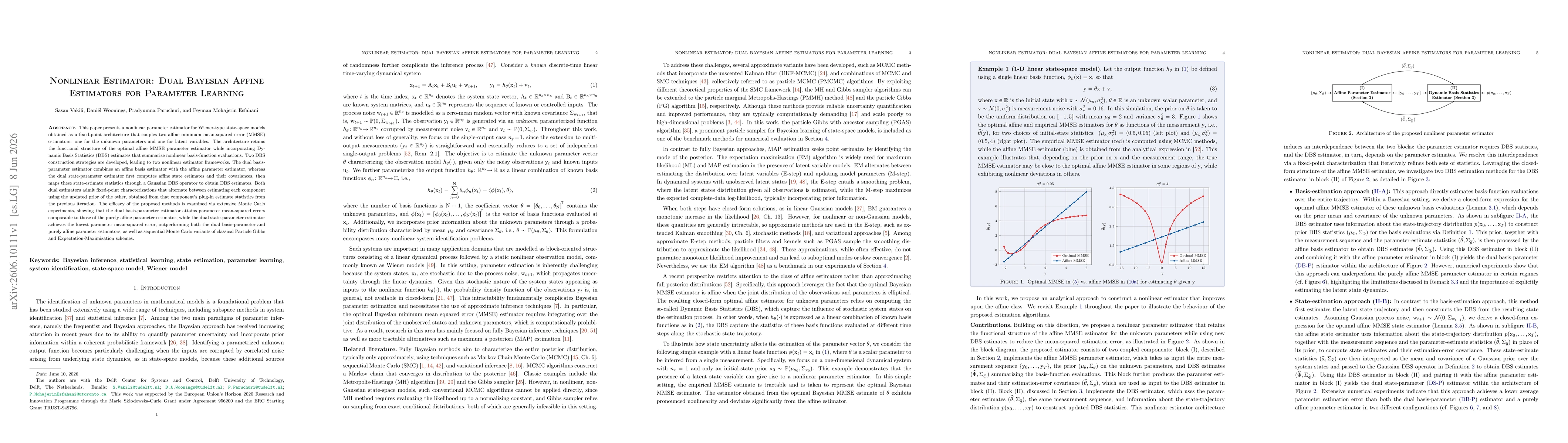 Thumbnail for Nonlinear Estimator: Dual Bayesian Affine Estimators for Parameter Learning
