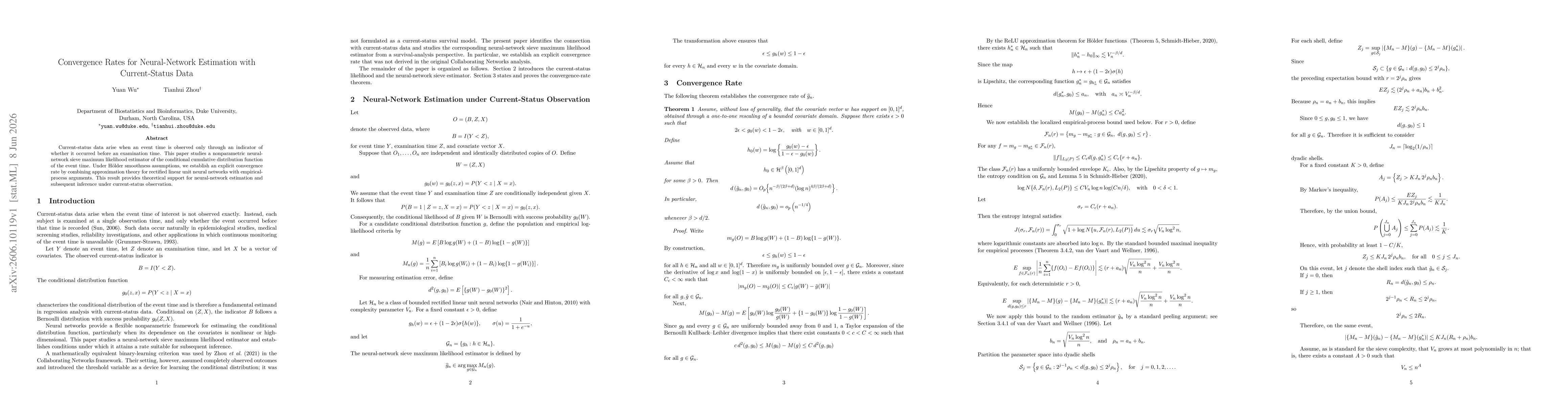 Thumbnail for Convergence Rates for Neural-Network Estimation with Current-Status Data