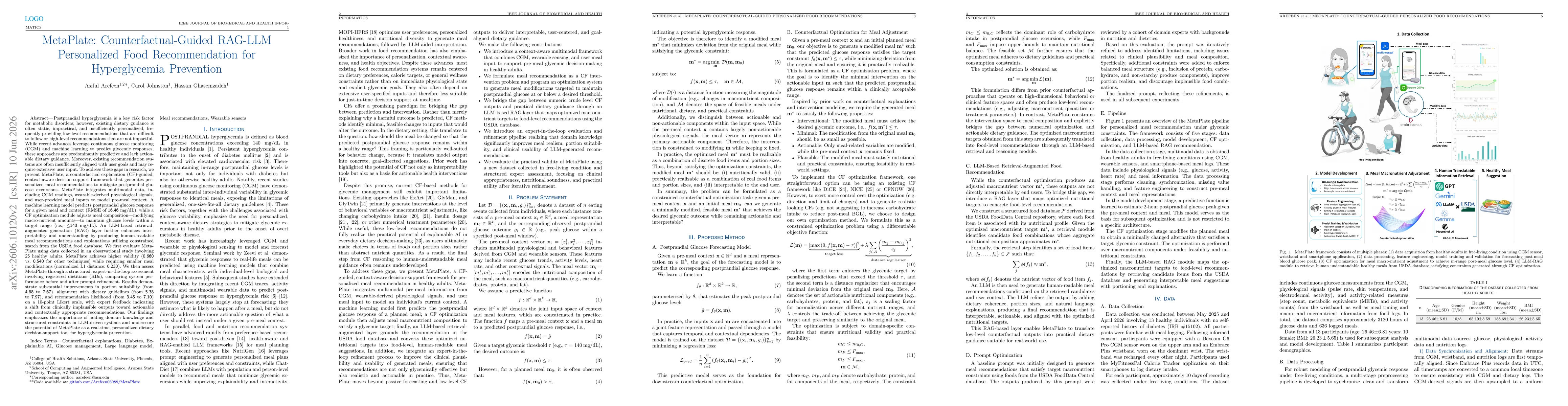 Thumbnail for MetaPlate: Counterfactual-Guided RAG-LLM Tool for Personalized Food Recommendation and Hyperglycemia Prevention