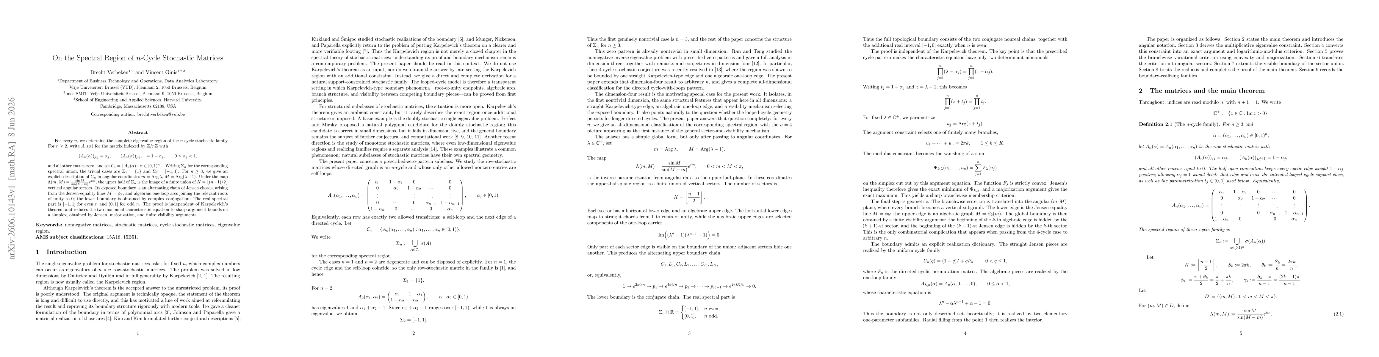 Thumbnail for On the Spectral Region of n-Cycle Stochastic Matrices