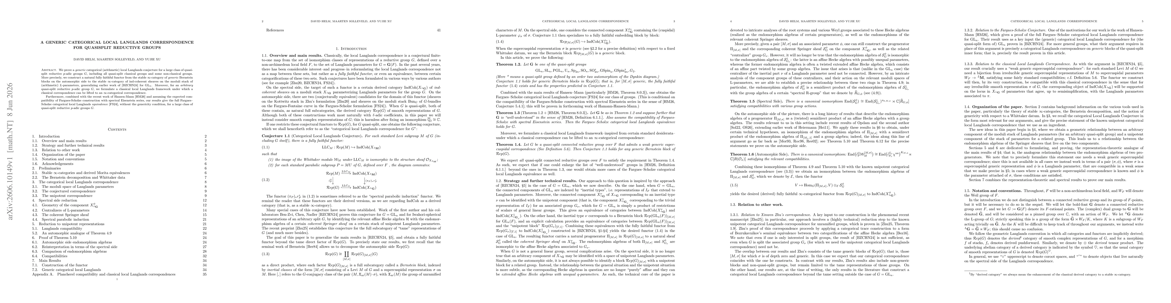 Thumbnail for A generic categorical local Langlands correspondence for quasi-split reductive groups
