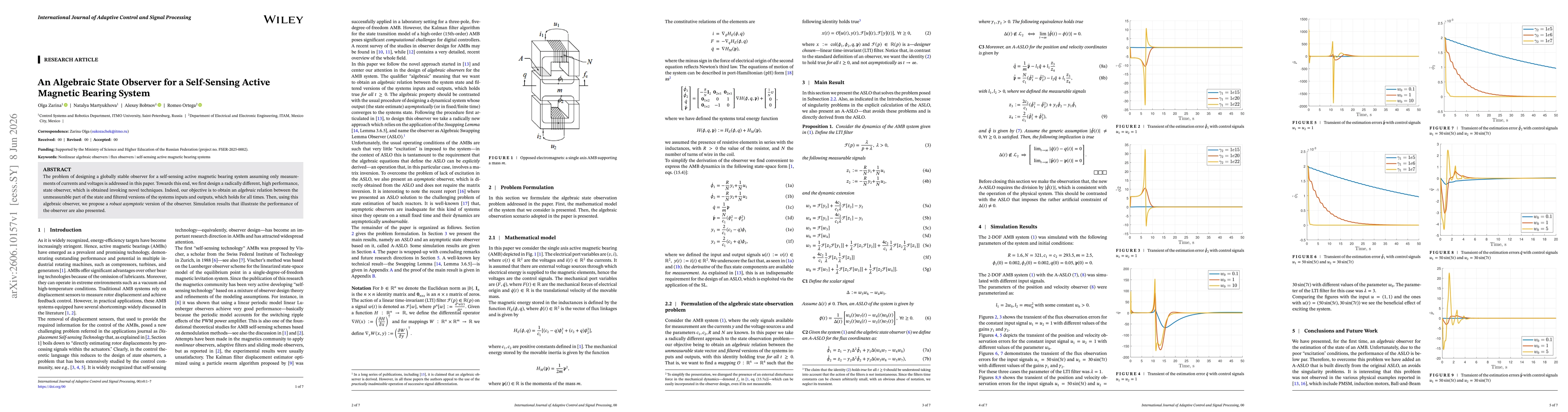 Thumbnail for An Algebraic State Observer for a Self-Sensing Active Magnetic Bearing System