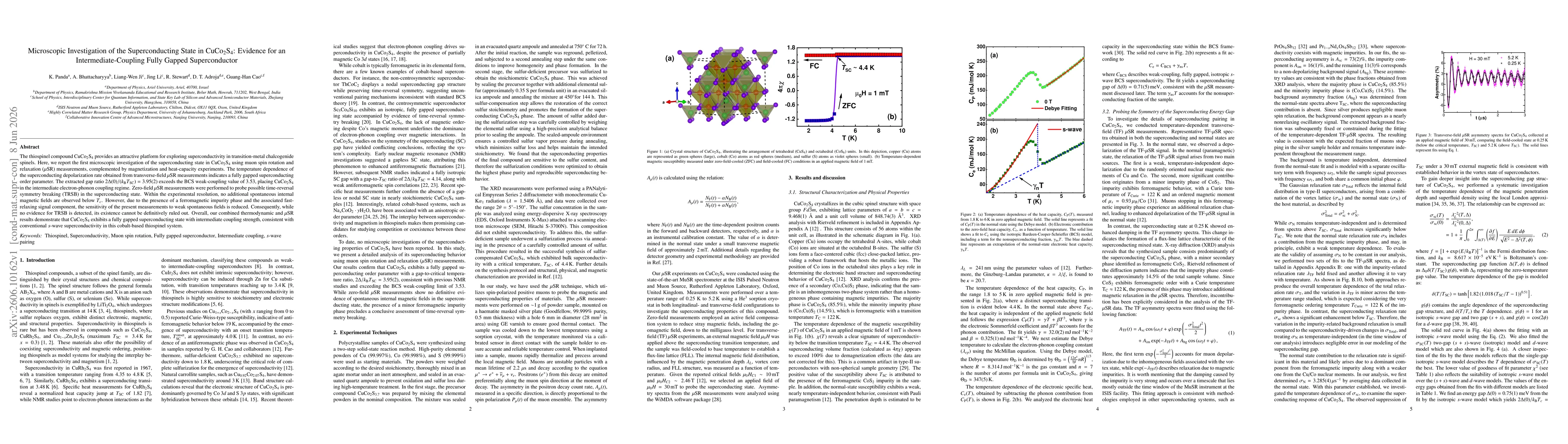 Thumbnail for Microscopic Investigation of the Superconducting State in CuCo$_{2}$S$_{4}$: Evidence for an Intermediate-Coupling Fully Gapped Superconductor