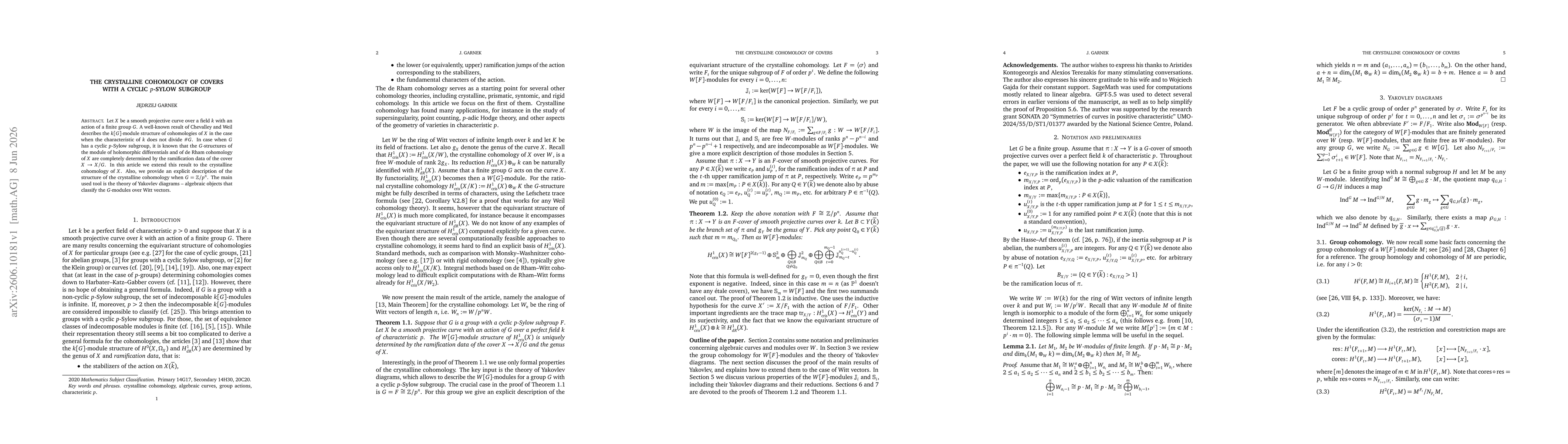 Thumbnail for The crystalline cohomology of covers with a cyclic $p$-Sylow subgroup
