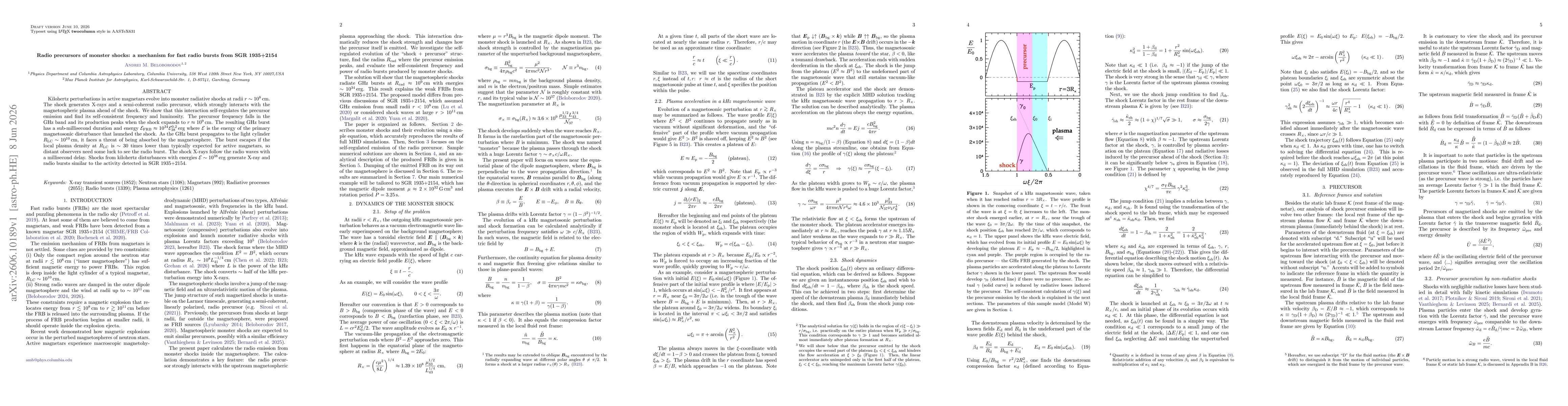 Thumbnail for Radio precursors of monster shocks: a mechanism for fast radio bursts from SGR 1935+2154