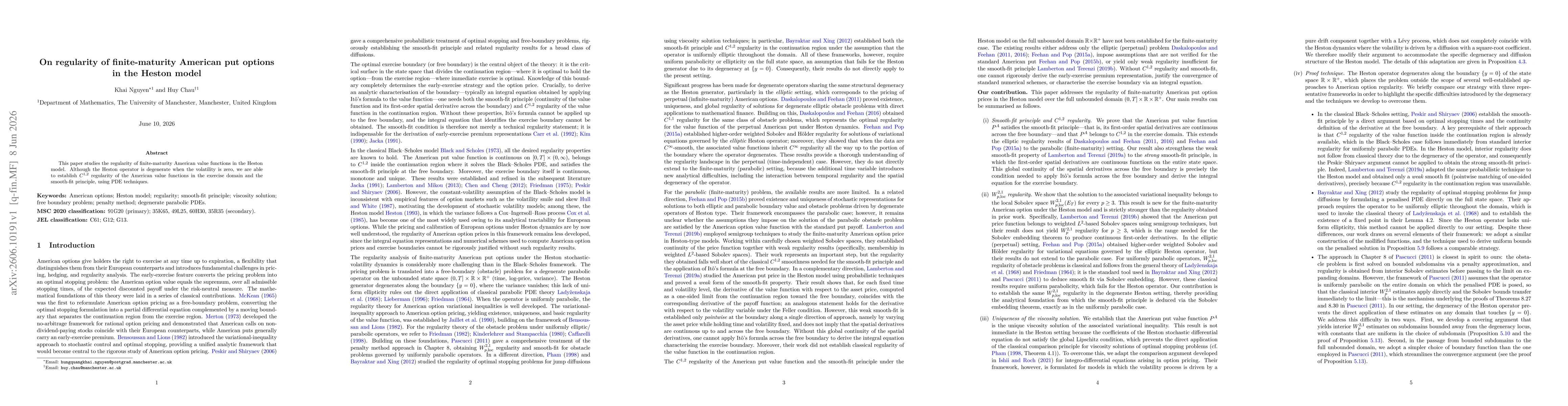 Thumbnail for On regularity of finite-maturity American put options in the Heston model