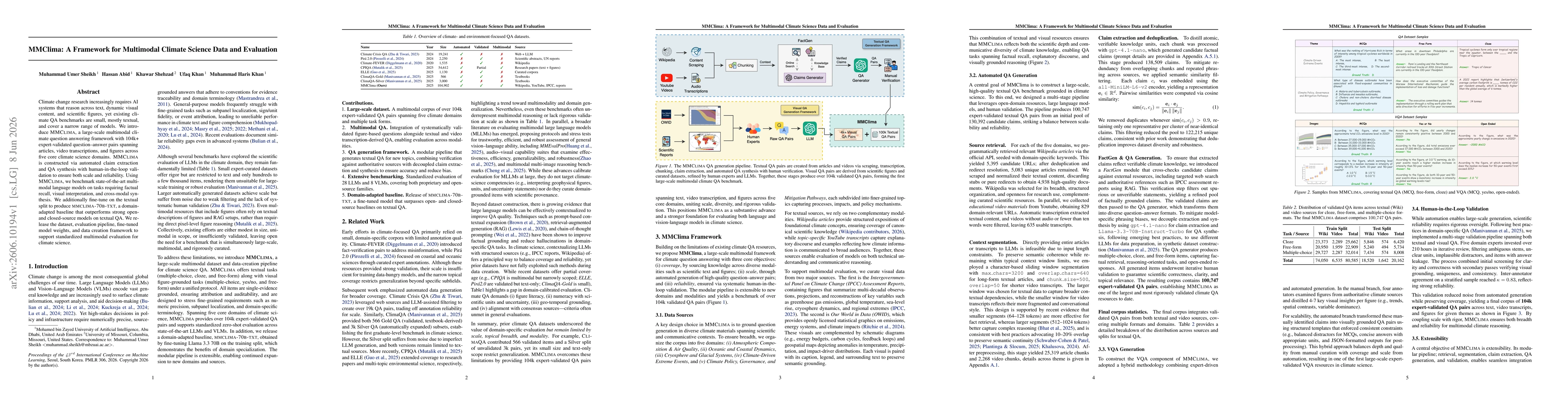 Thumbnail for MMClima: A Framework for Multimodal Climate Science Data and Evaluation