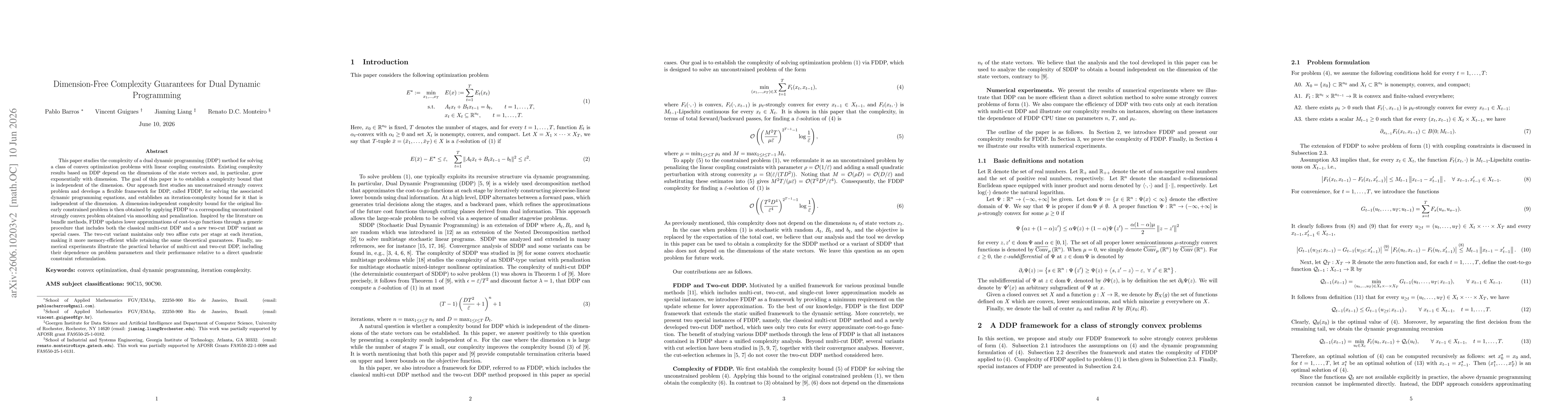 Thumbnail for A dual dynamic programming approach with dimension-free complexity for a class of convex optimization problems