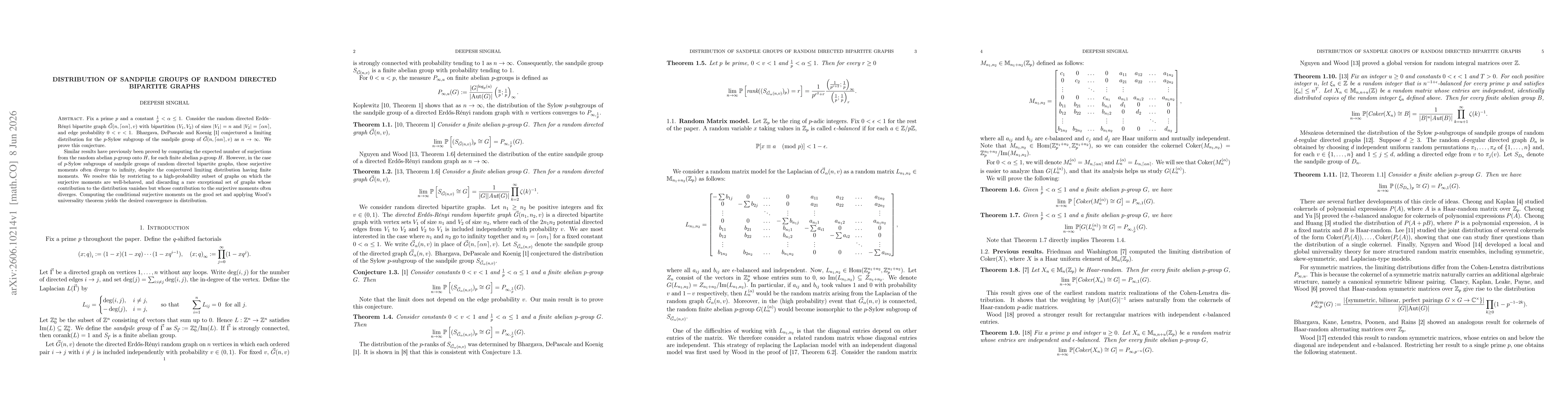 Thumbnail for Distribution of Sandpile groups of random directed bipartite graphs