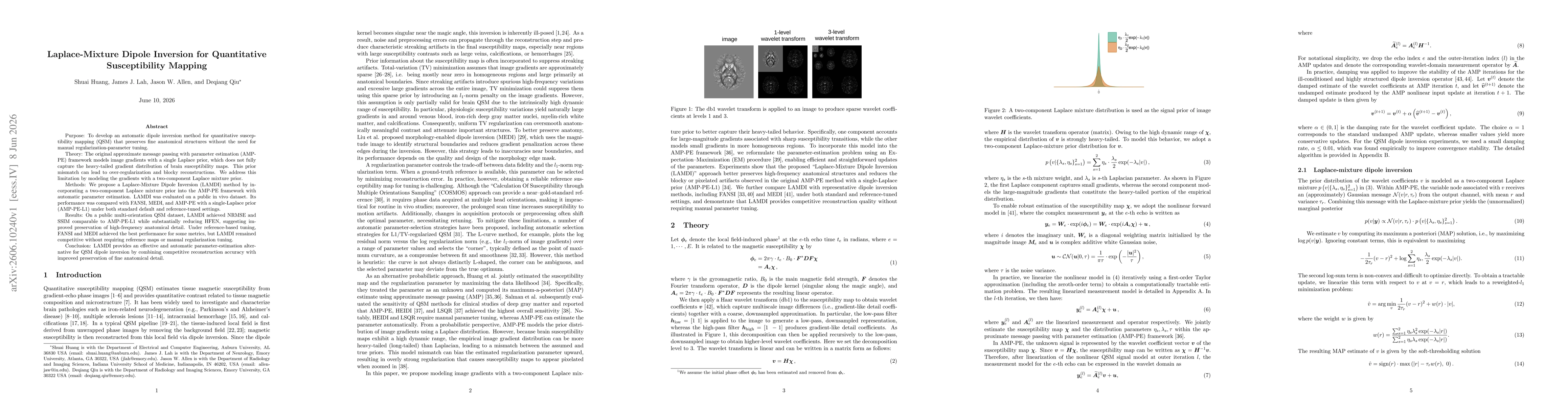 Thumbnail for Laplace-Mixture Dipole Inversion for Quantitative Susceptibility Mapping