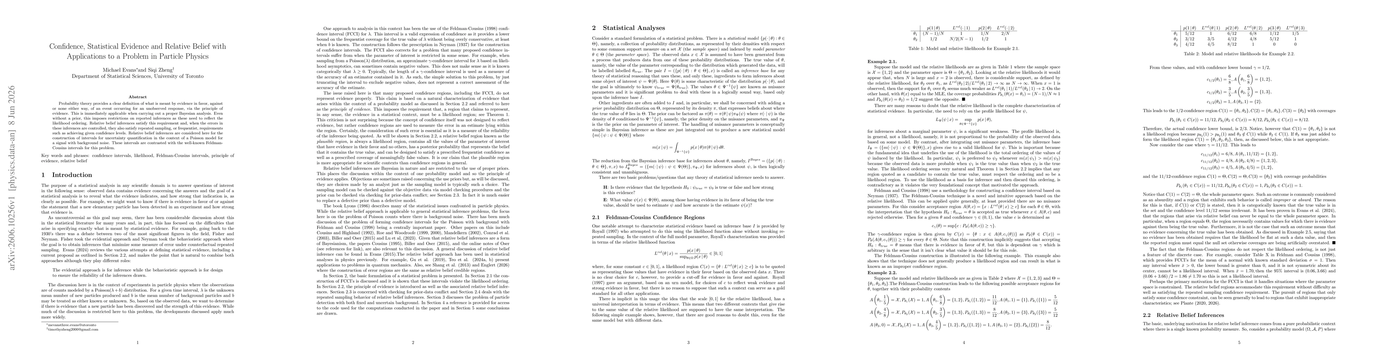 Thumbnail for Confidence, Statistical Evidence and Relative Belief with Applications to a Problem in Particle Physics