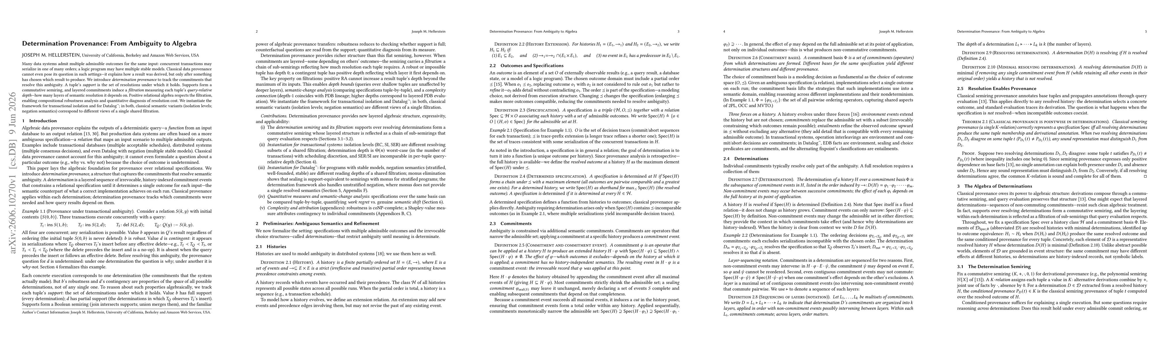 Thumbnail for Determination Provenance: From Ambiguity to Algebra