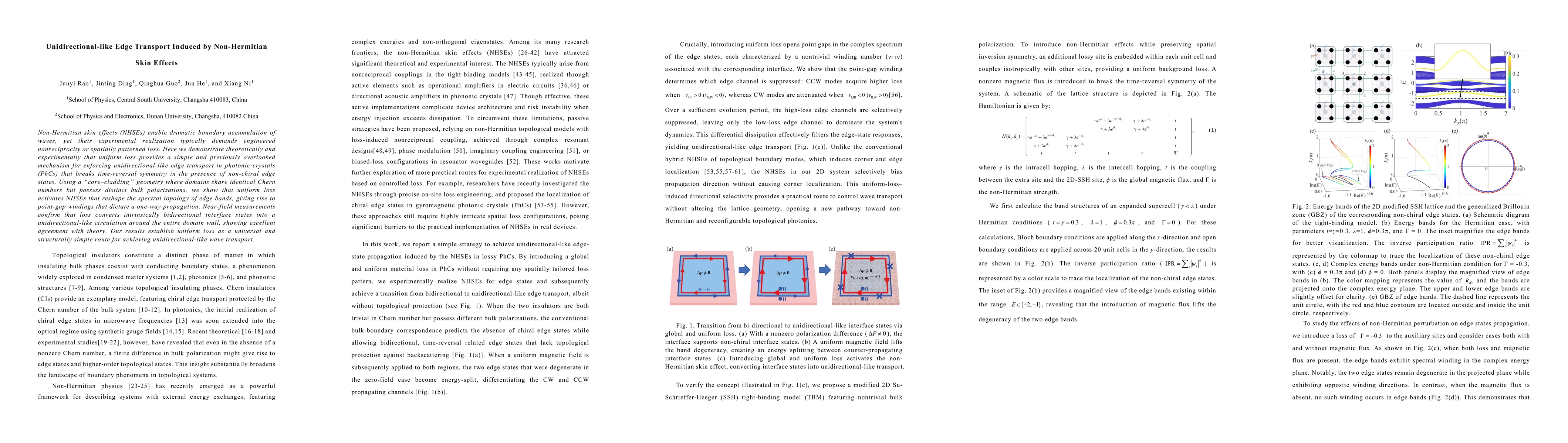 Thumbnail for Unidirectional-like Edge Transport Induced by Non-Hermitian Skin Effects