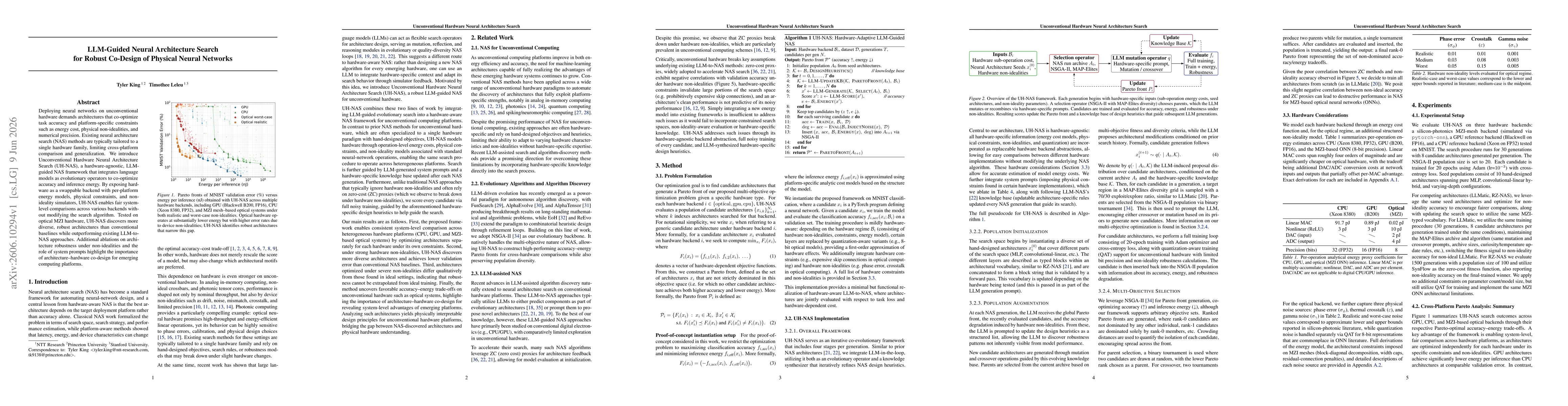 Thumbnail for LLM-Guided Neural Architecture Search for Robust Co-Design of Physical Neural Networks
