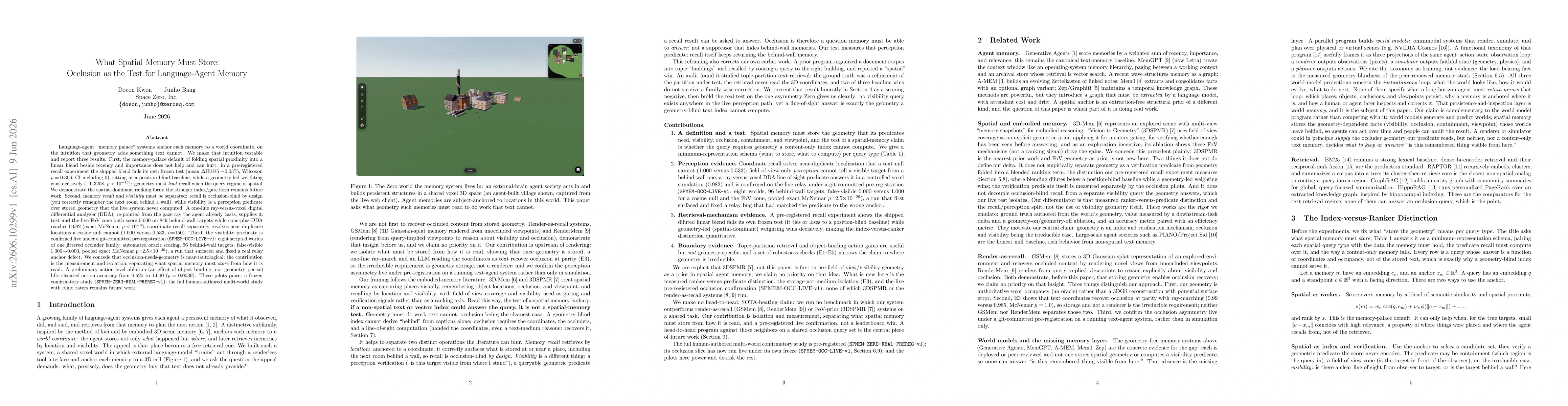 Thumbnail for What Spatial Memory Must Store: Occlusion as the Test for Language-Agent Memory
