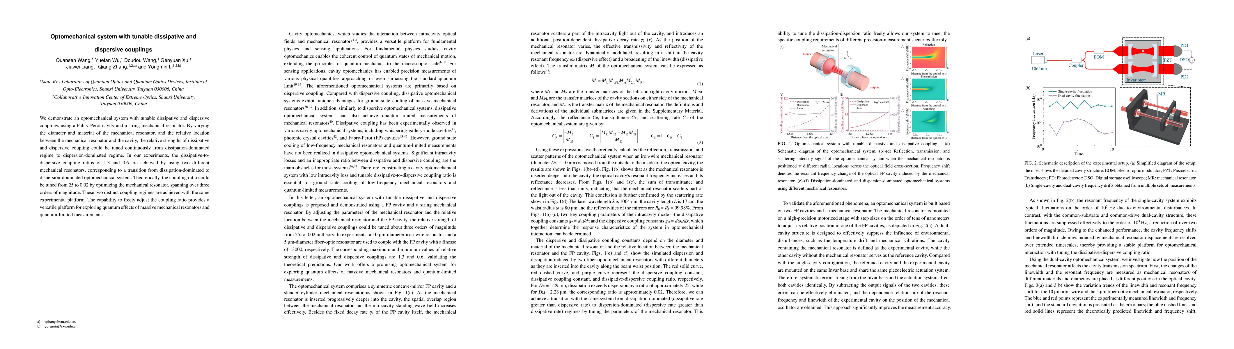 Thumbnail for Optomechanical system with tunable dissipative and dispersive couplings