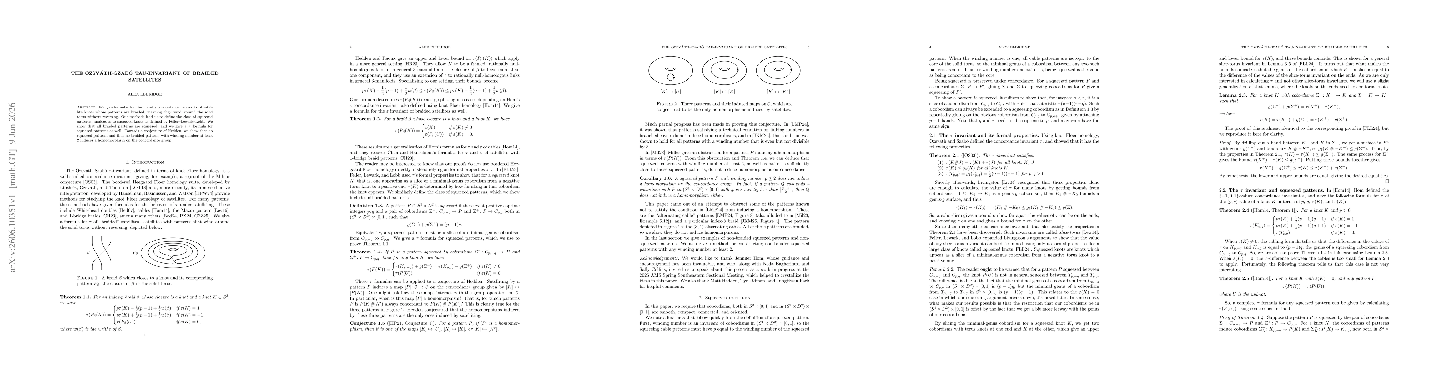 Thumbnail for The Ozsváth-Szabó tau-invariant of braided satellites