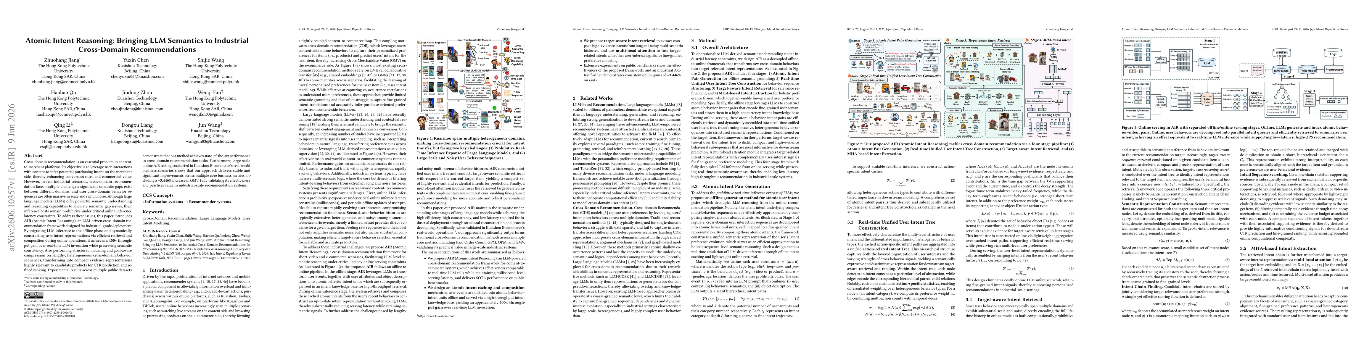 Thumbnail for Atomic Intent Reasoning: Bringing LLM Semantics to Industrial Cross-Domain Recommendations