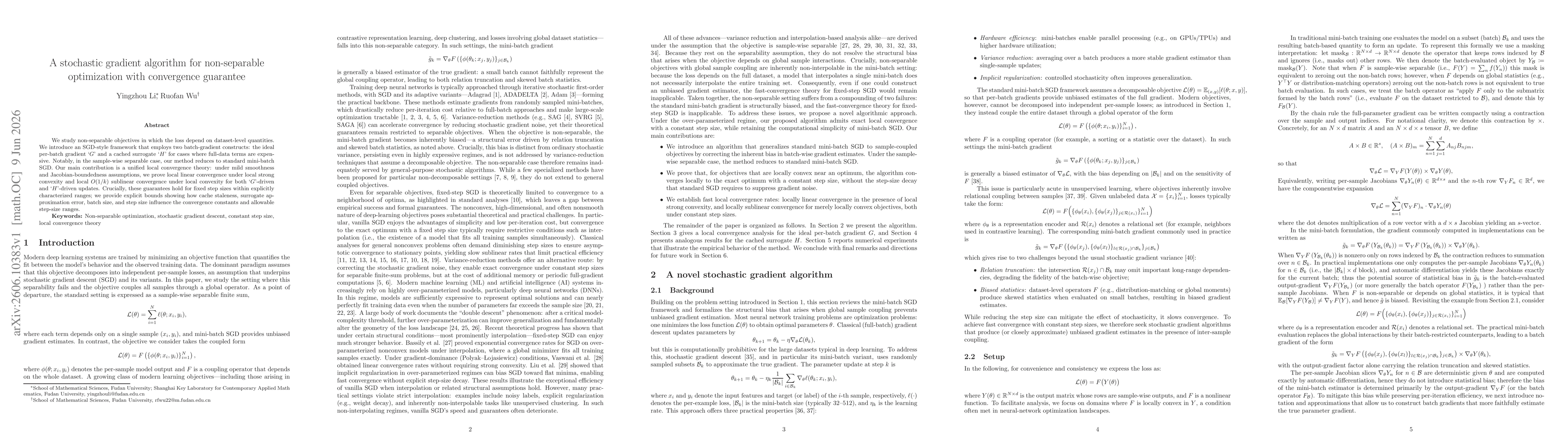 Thumbnail for A stochastic gradient algorithm for non-separable optimization with convergence guarantee