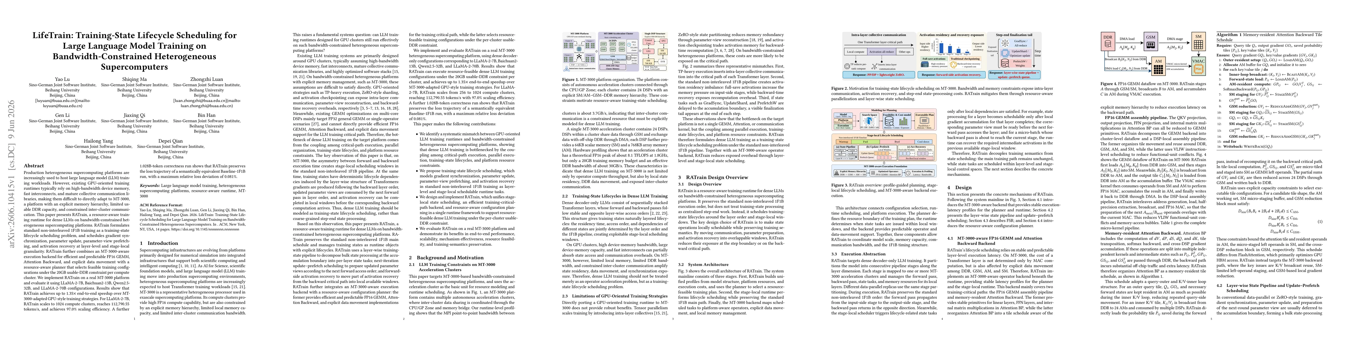 Thumbnail for RATrain: A Resource-Aware Training Runtime for Large Language Models on Bandwidth-Constrained Heterogeneous Supercomputing Platforms