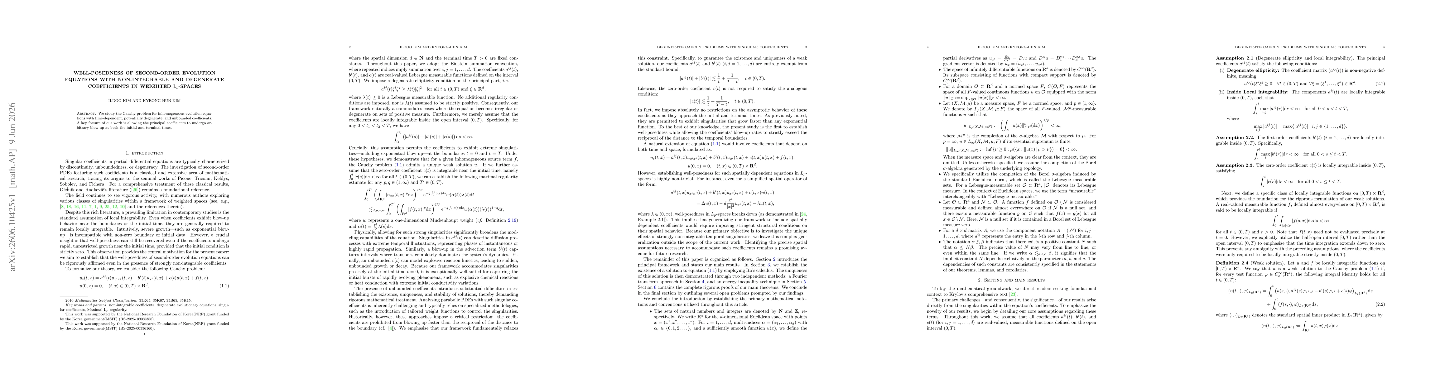 Thumbnail for Well-Posedness Of Second-Order Evolution Equations With Non-Integrable And Degenerate Coefficients In Weighted Lp-Spaces