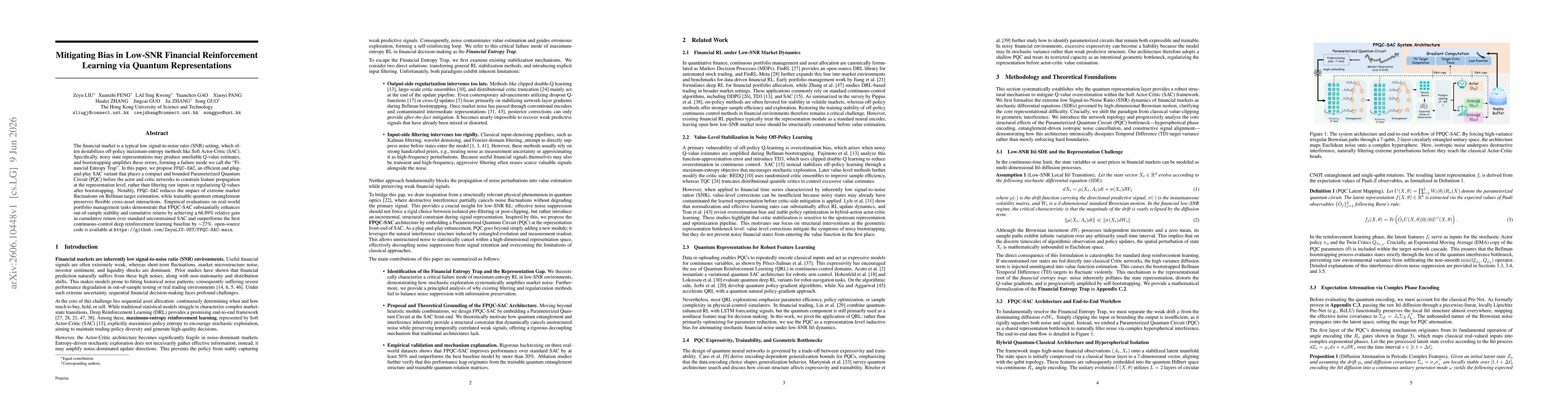 Thumbnail for Mitigating Bias in Low-SNR Financial Reinforcement Learning via Quantum Representations