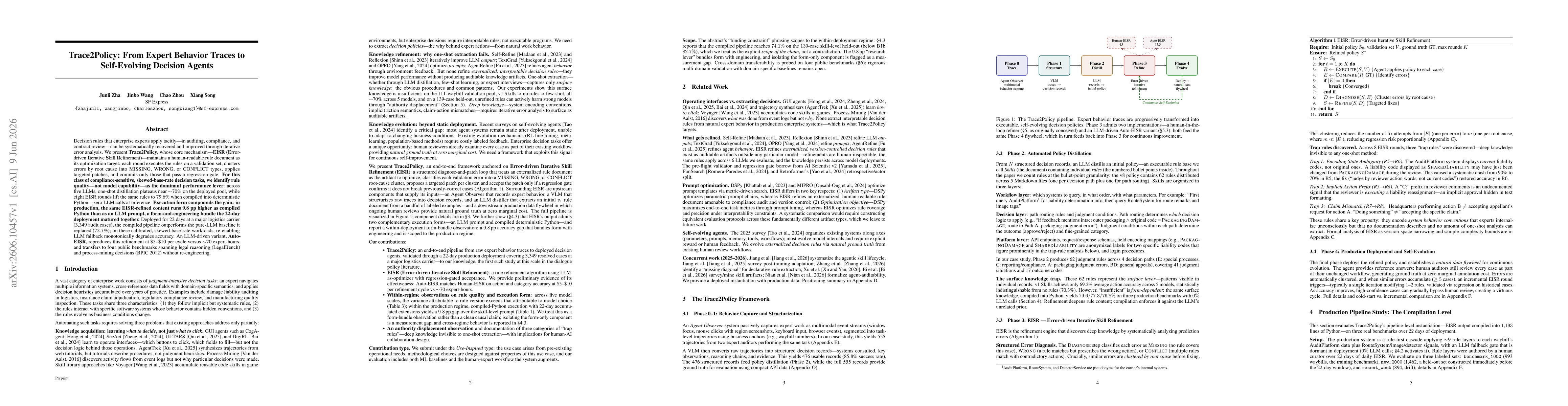 Thumbnail for Trace2Policy: From Expert Behavior Traces to Self-Evolving Decision Agents