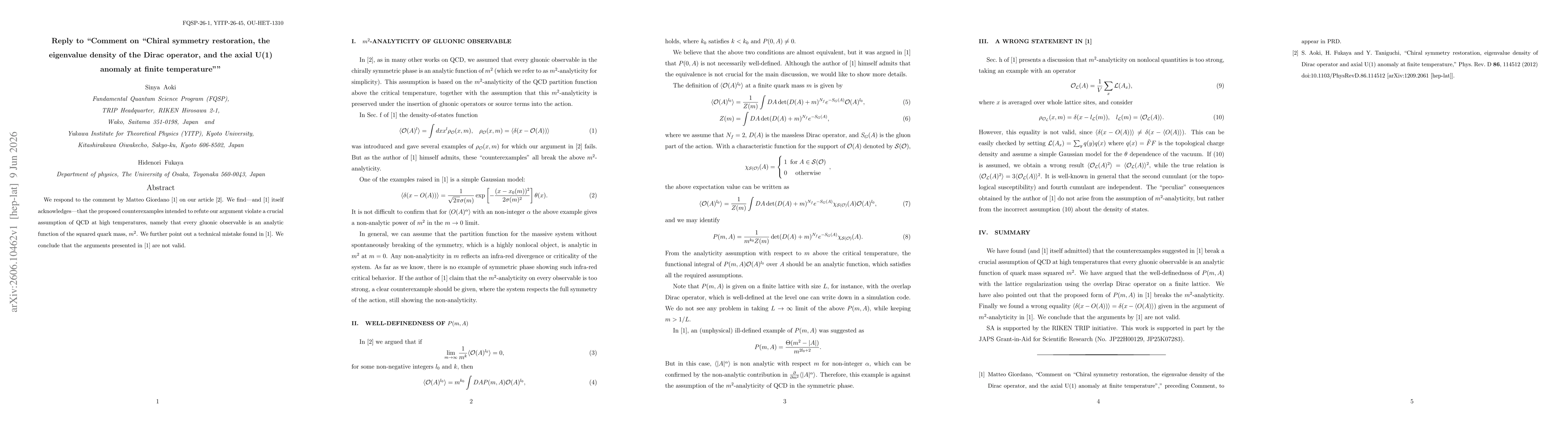 Thumbnail for Reply to "Comment on "Chiral symmetry restoration, the eigenvalue density of the Dirac operator, and the axial U(1) anomaly at finite temperature""