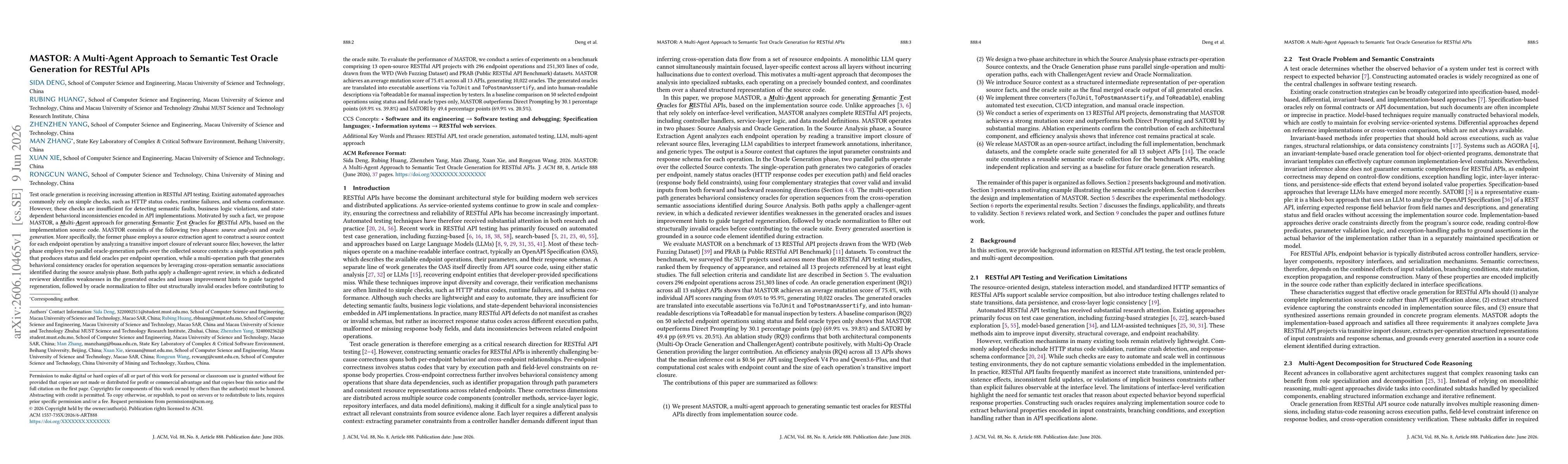 Thumbnail for MASTOR: A Multi-Agent Approach to Semantic Test Oracle Generation for RESTful APIs