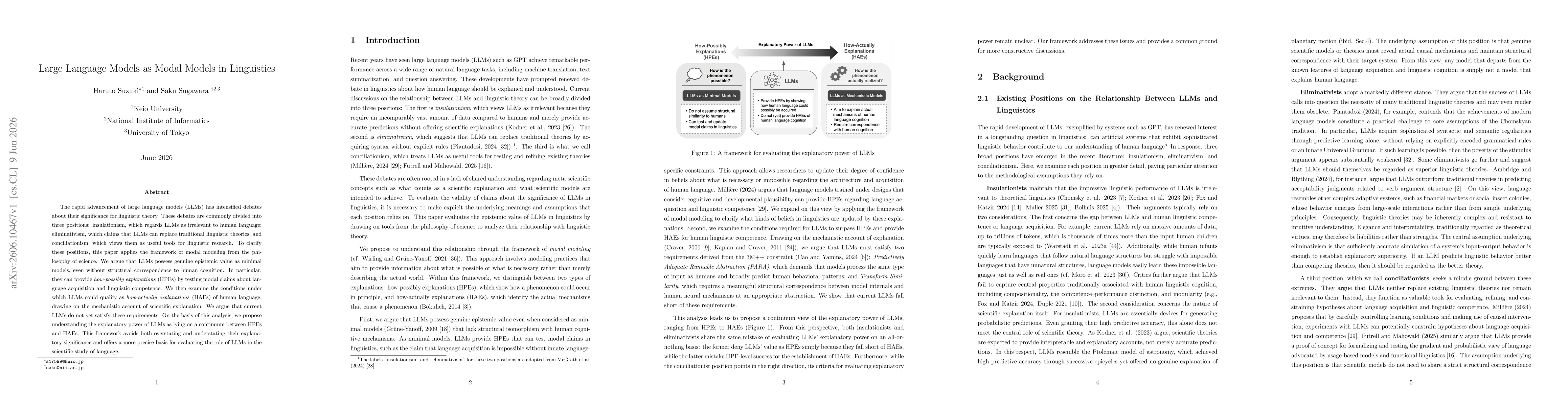 Thumbnail for Large Language Models as Modal Models in Linguistics