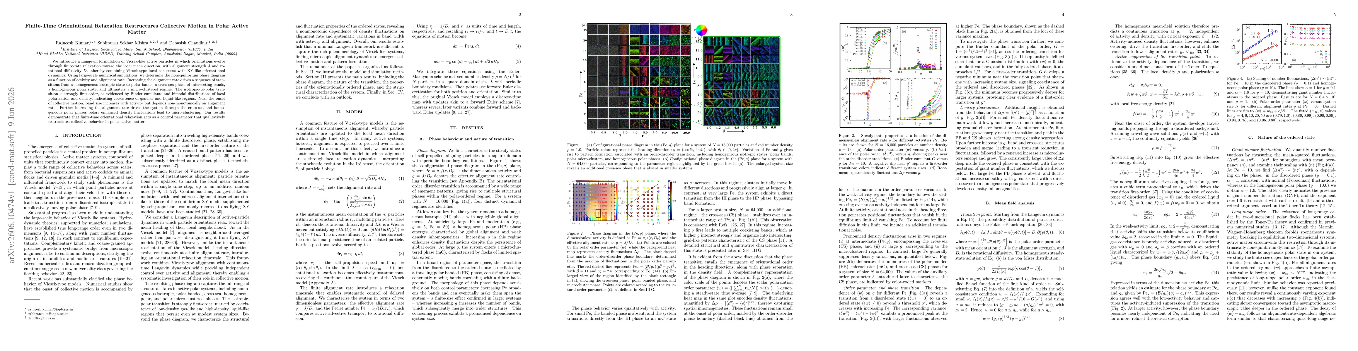 Thumbnail for Finite-Time Orientational Relaxation Restructures Collective Motion in Polar Active Matter
