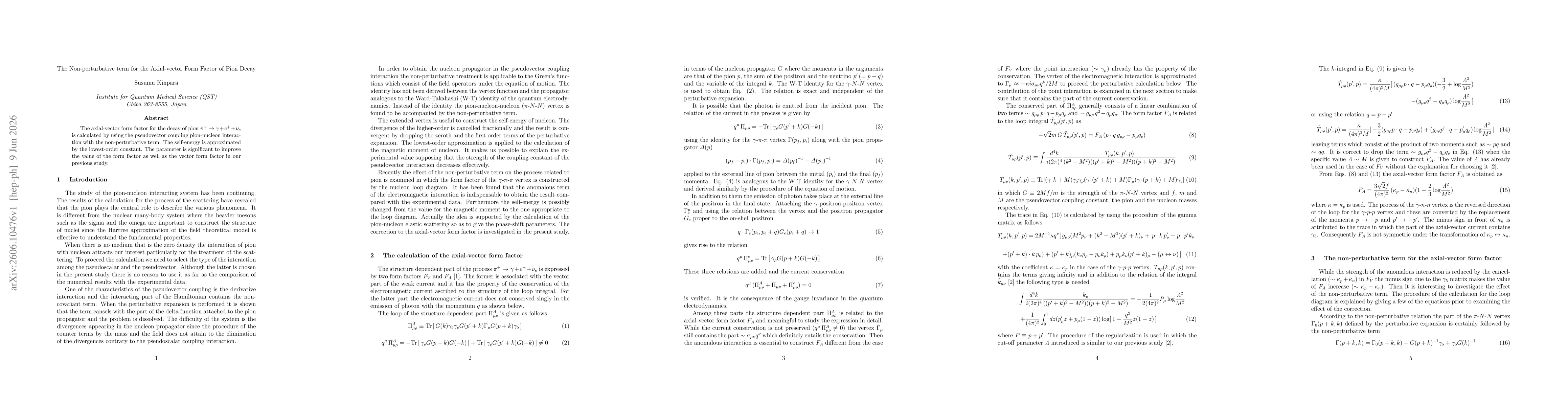 Thumbnail for The Non-perturbative term for the Axial-vector Form Factor of Pion Decay