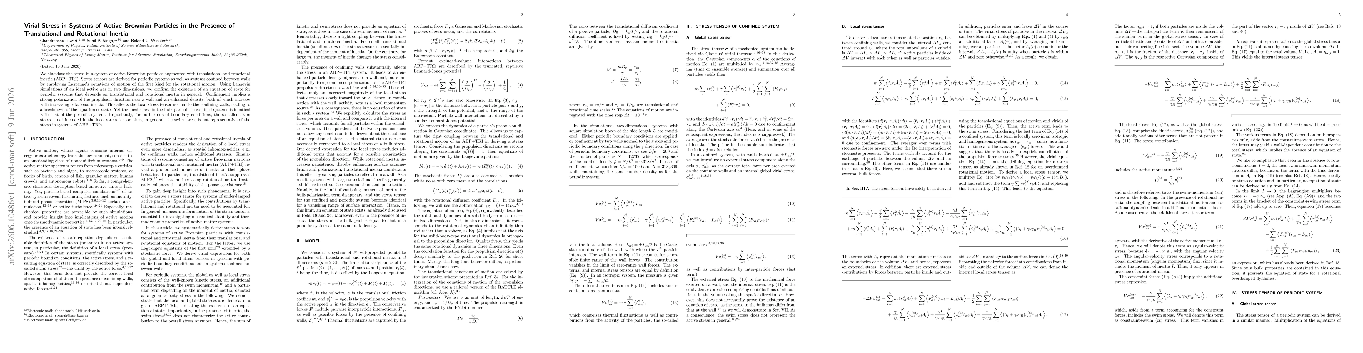 Thumbnail for Virial stress in systems of active Brownian particles in the presence of translational and rotational inertia