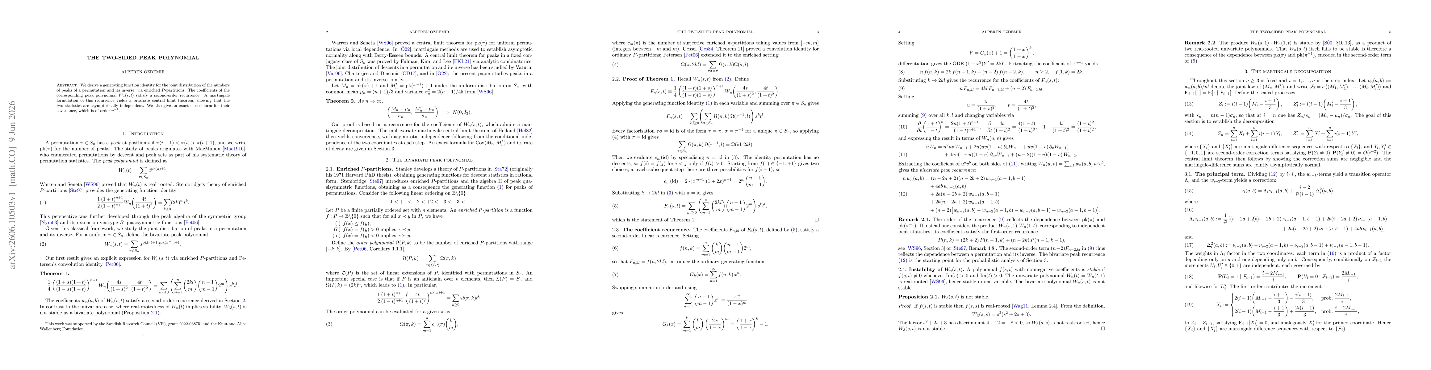 Thumbnail for The two-sided peak polynomial