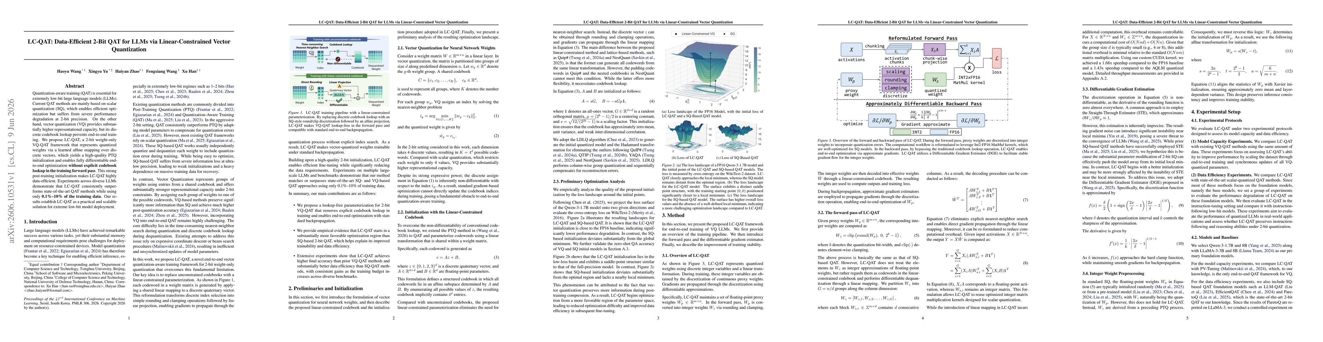 Thumbnail for LC-QAT: Data-Efficient 2-Bit QAT for LLMs via Linear-Constrained Vector Quantization
