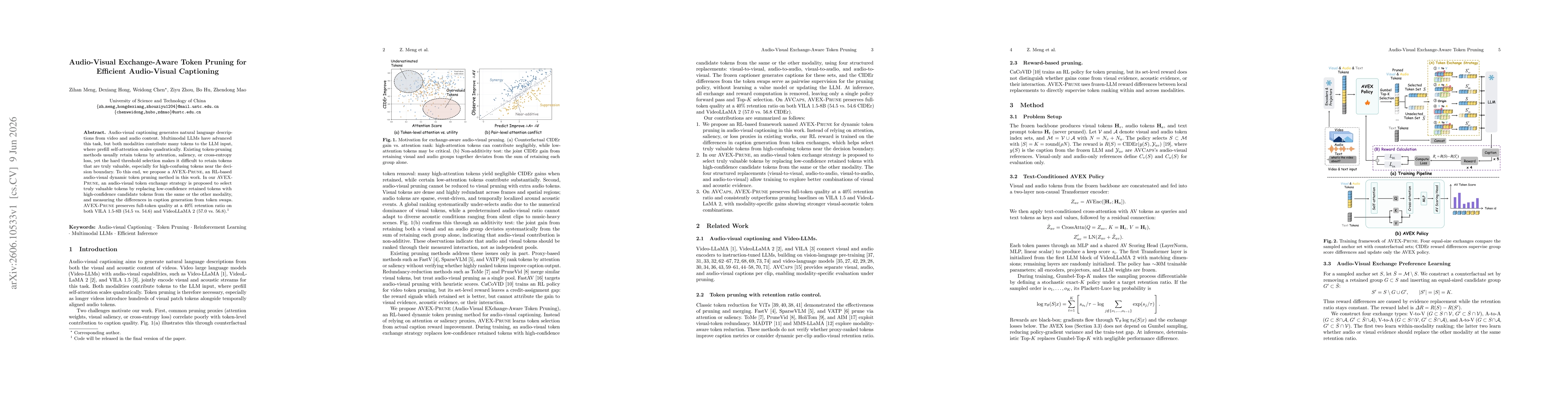 Thumbnail for Audio-Visual Exchange-Aware Token Pruning for Efficient Audio-Visual Captioning