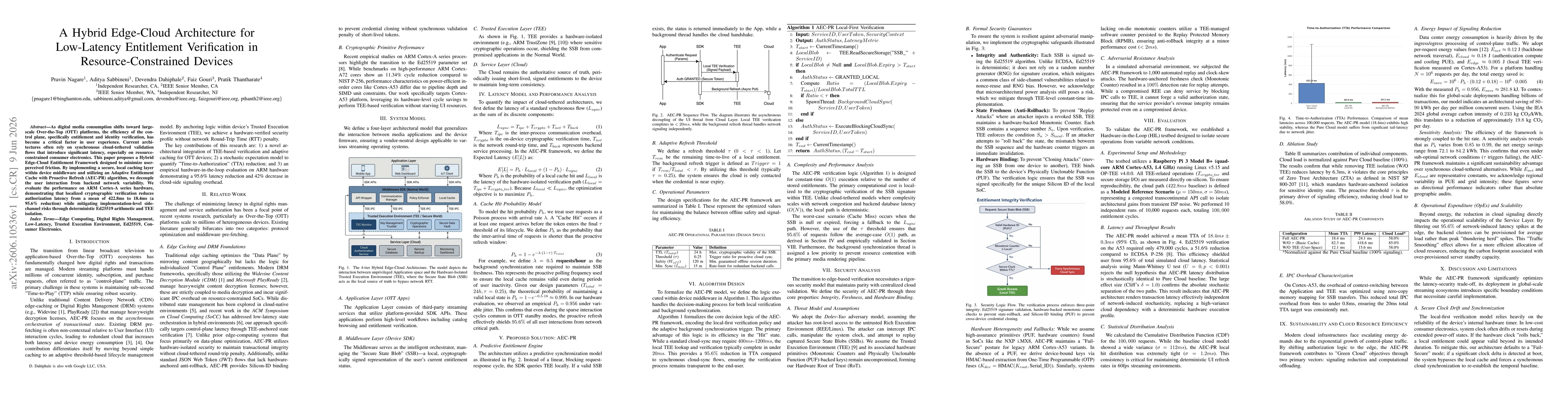 Thumbnail for A Hybrid Edge-Cloud Architecture for Low-Latency Entitlement Verification in Resource-Constrained Devices